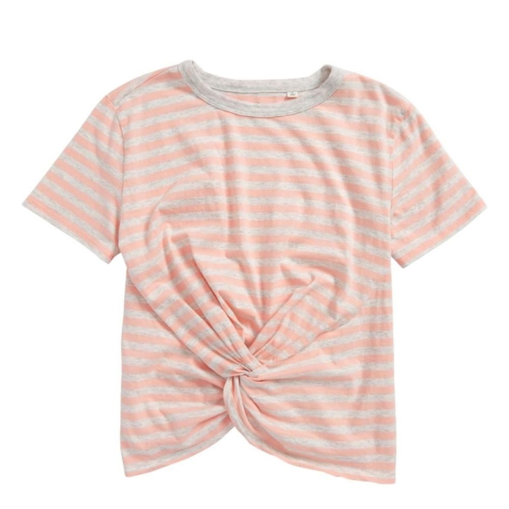 AG Knot Front Stripe Tee Prism Pink Girls Large